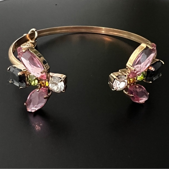 NWT REDValentino Fashion Jewelry Gold Open Cuff Bracelet w/Multi-Jewel Design - Picture 9 of 14